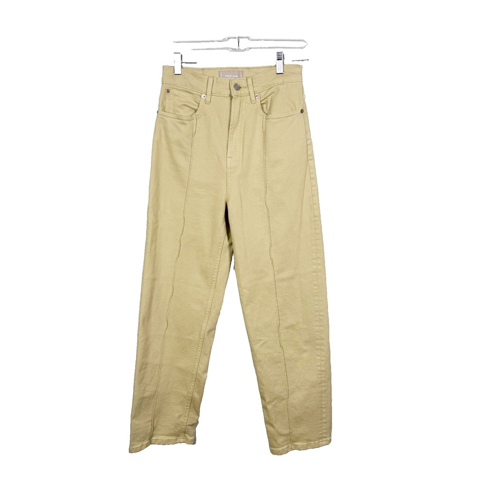 Everlane Womens Jeans The Way High Rise Light Green Straight Ankle Front Seam 26